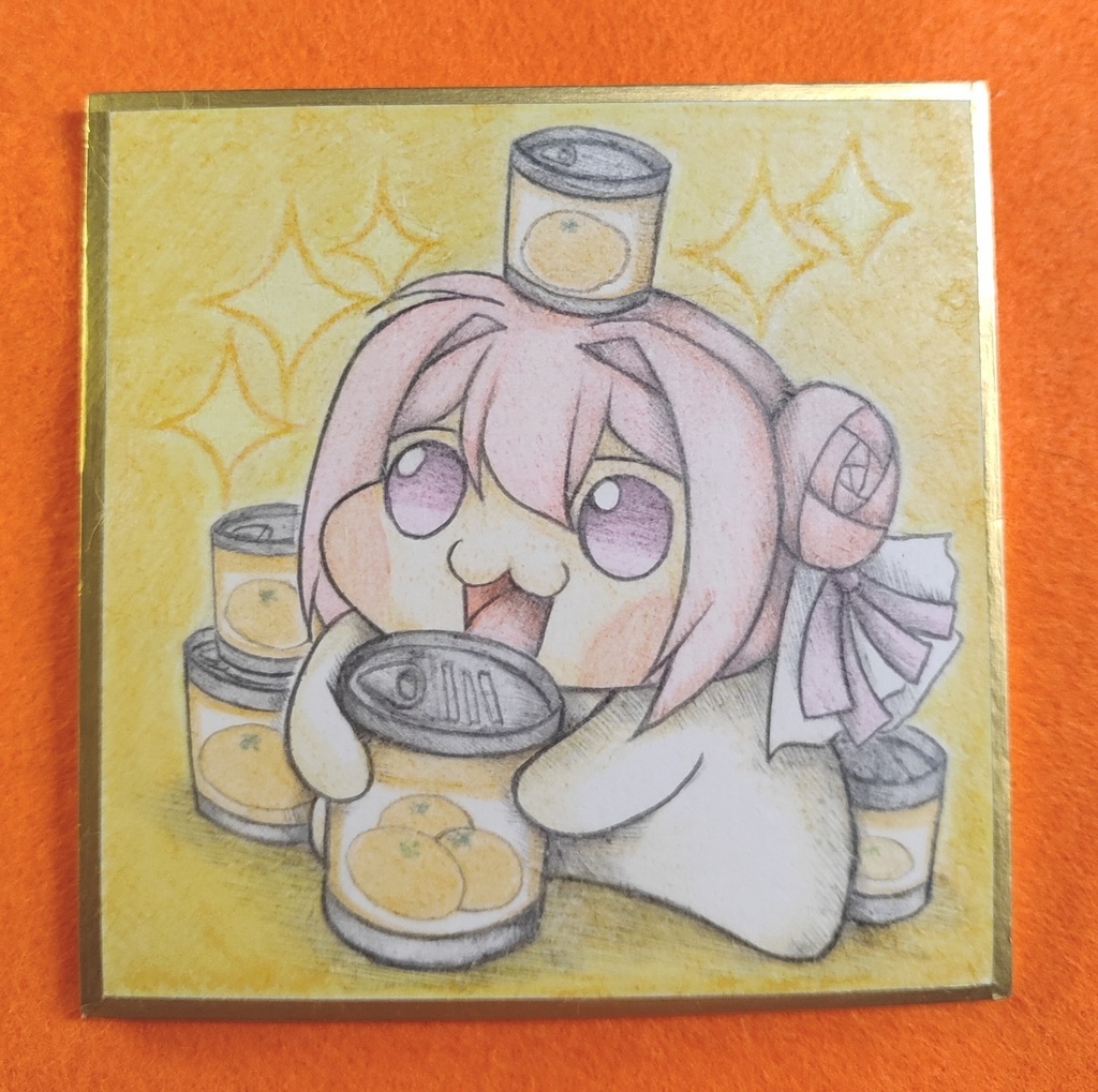 缶詰の蓋を開けてほしいDoroの色紙イラスト 原画