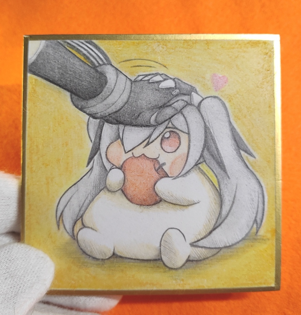 グレイブに撫でられるシンDoroラの色紙イラスト 原画