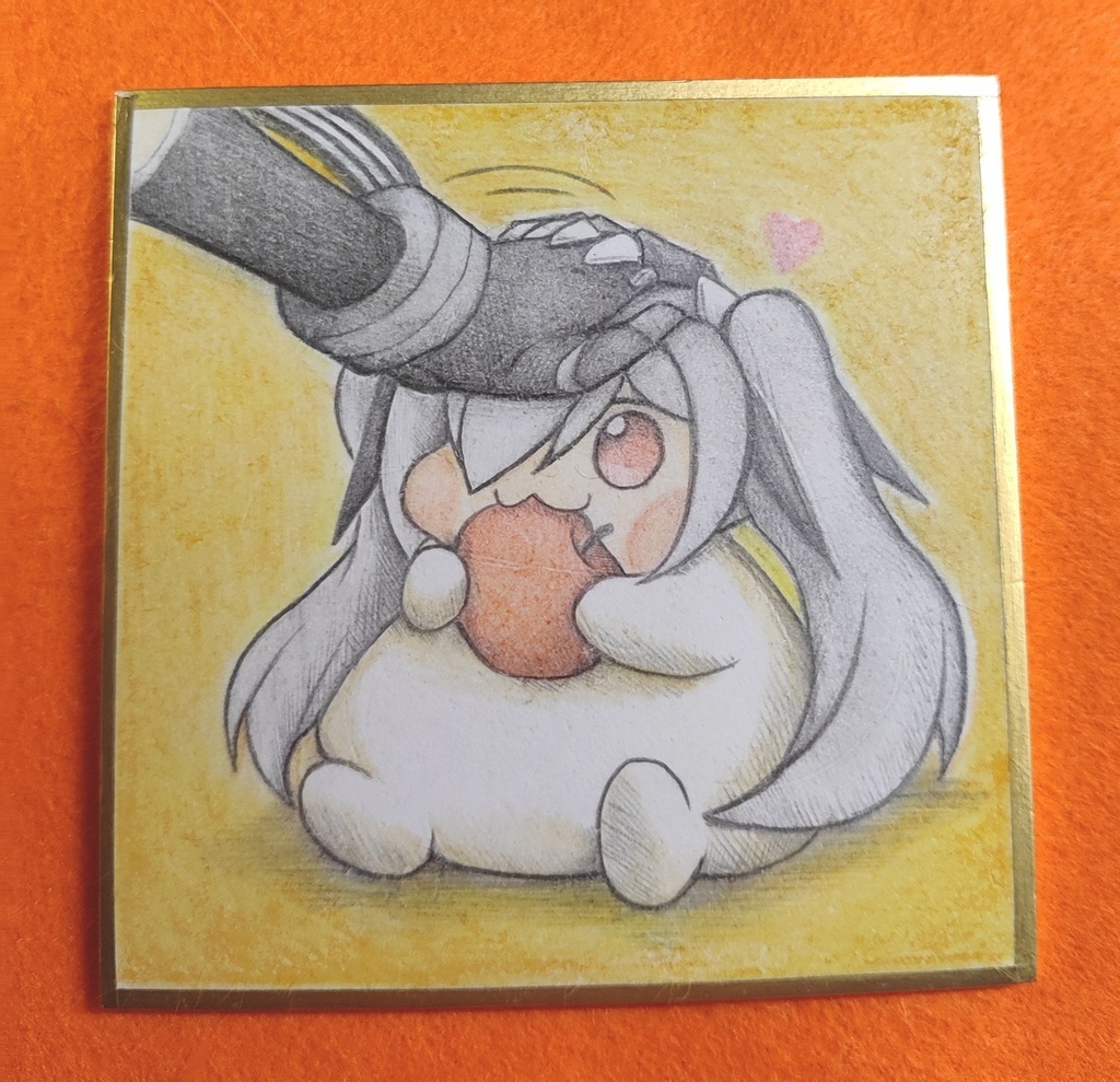 グレイブに撫でられるシンDoroラの色紙イラスト 原画