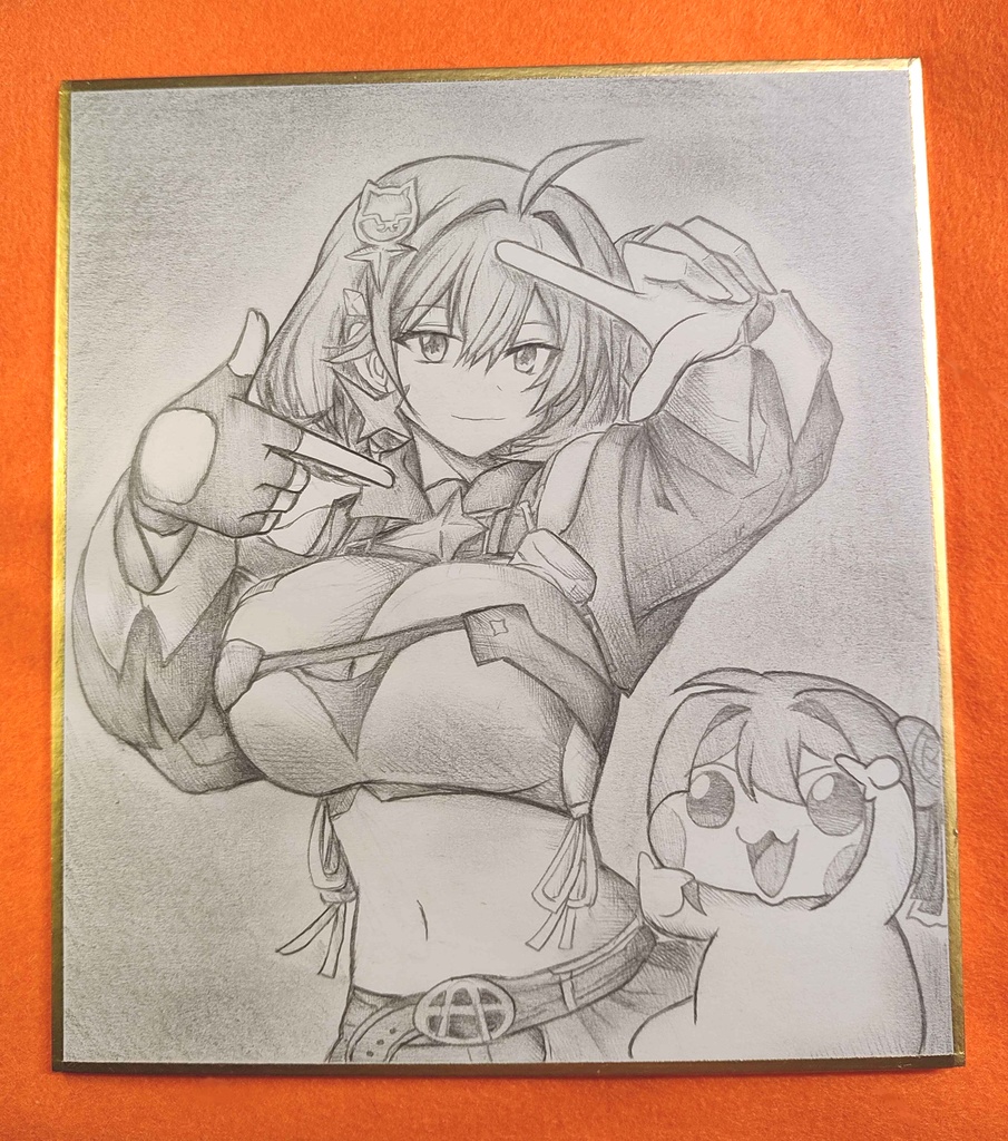 アニスとDoroの色紙イラスト 原画