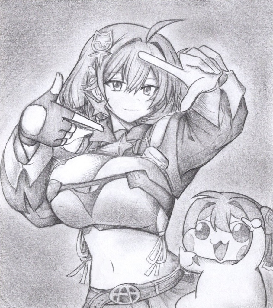 アニスとDoroの色紙イラスト 原画