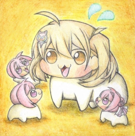 Doro達に群がられるアニスDoroの色紙イラスト 原画