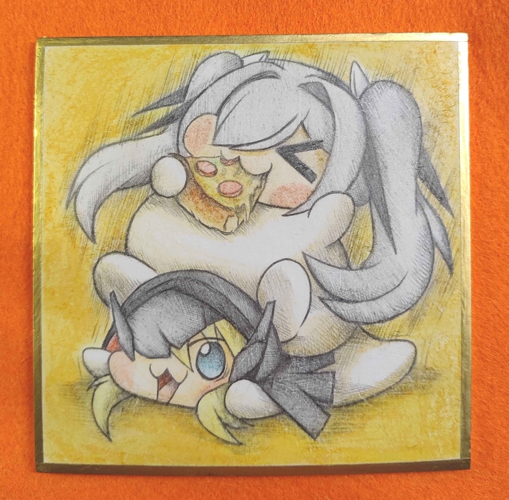 グレDoroにのしかかるシンDoroラの色紙イラスト 原画