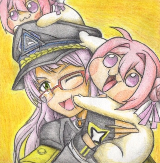 ネオンとDoroの色紙イラスト 原画