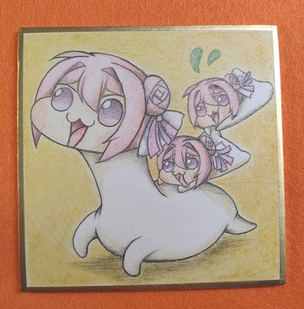 首長Doroの散歩の色紙イラスト 原画