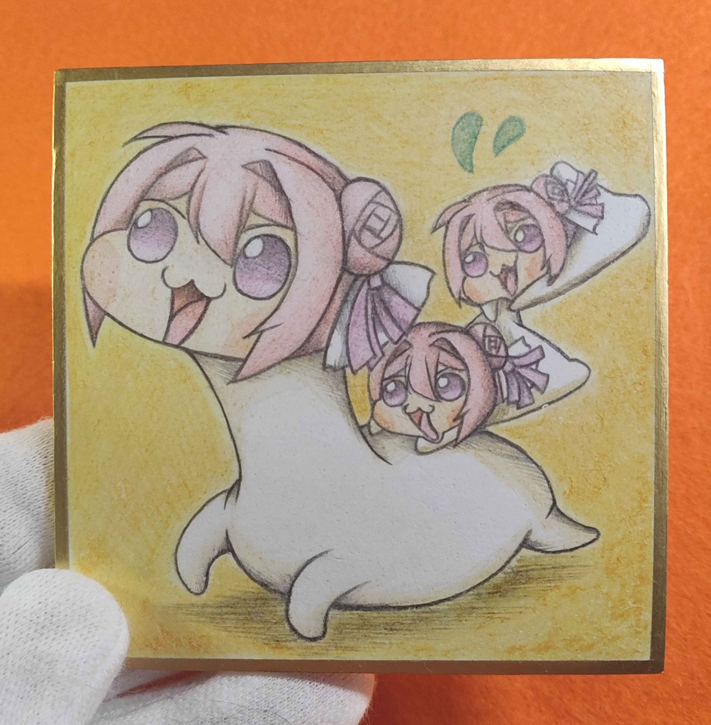 首長Doroの散歩の色紙イラスト 原画