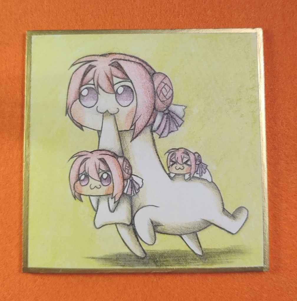 Doroを持っていく首長Doroの色紙イラスト 原画