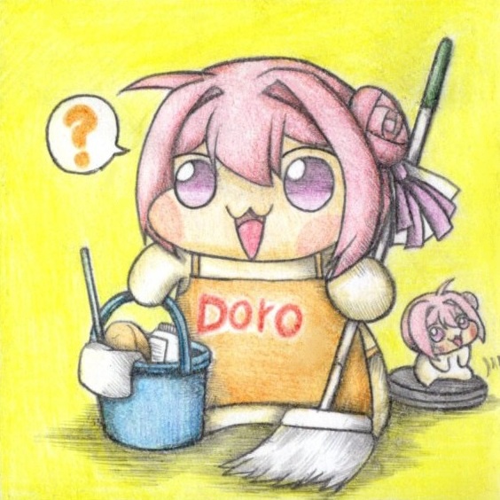 掃除しに来たDoroの色紙イラスト 原画