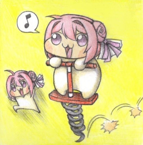 跳ねて移動するDoroの色紙イラスト 原画