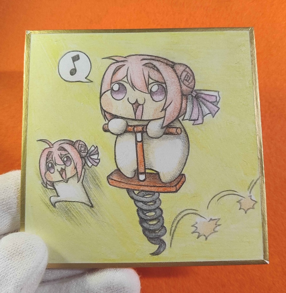 跳ねて移動するDoroの色紙イラスト 原画