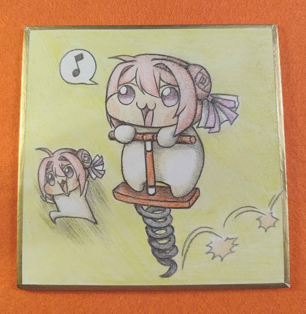 跳ねて移動するDoroの色紙イラスト 原画