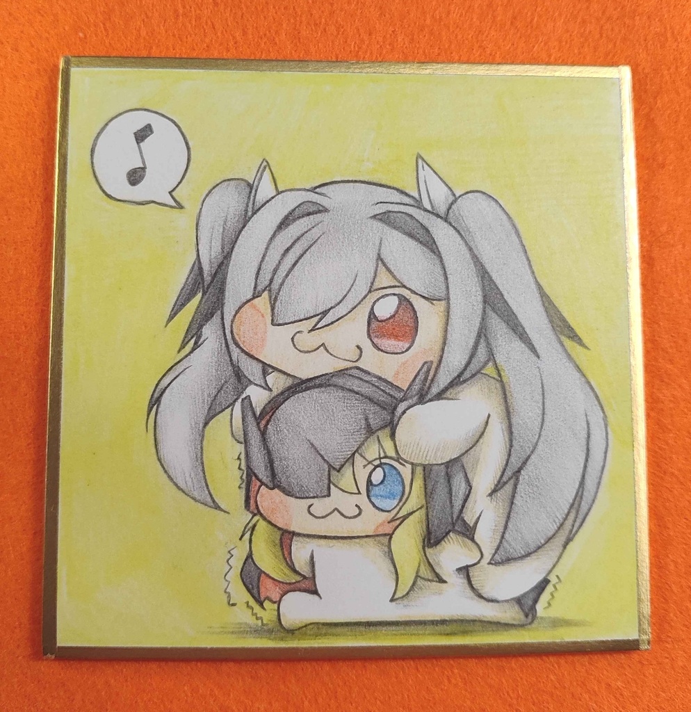 シンDoroラををおんぶするグレDoroの色紙イラスト 原画