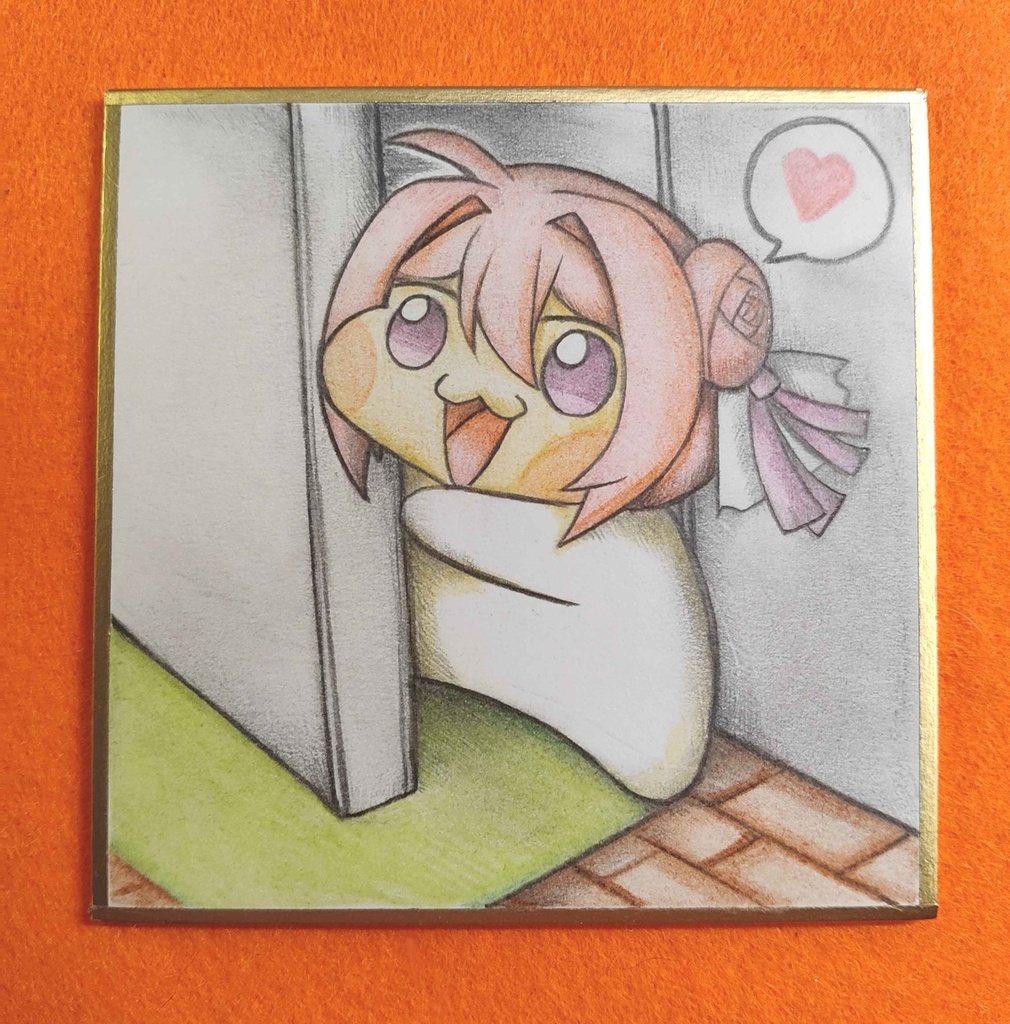 ご主人をお迎えするDoroの色紙イラスト 原画