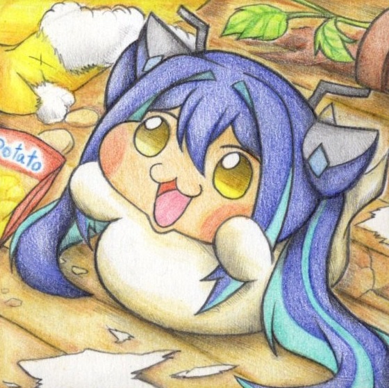 抱っこを要求するDoroレーンの色紙イラスト 原画