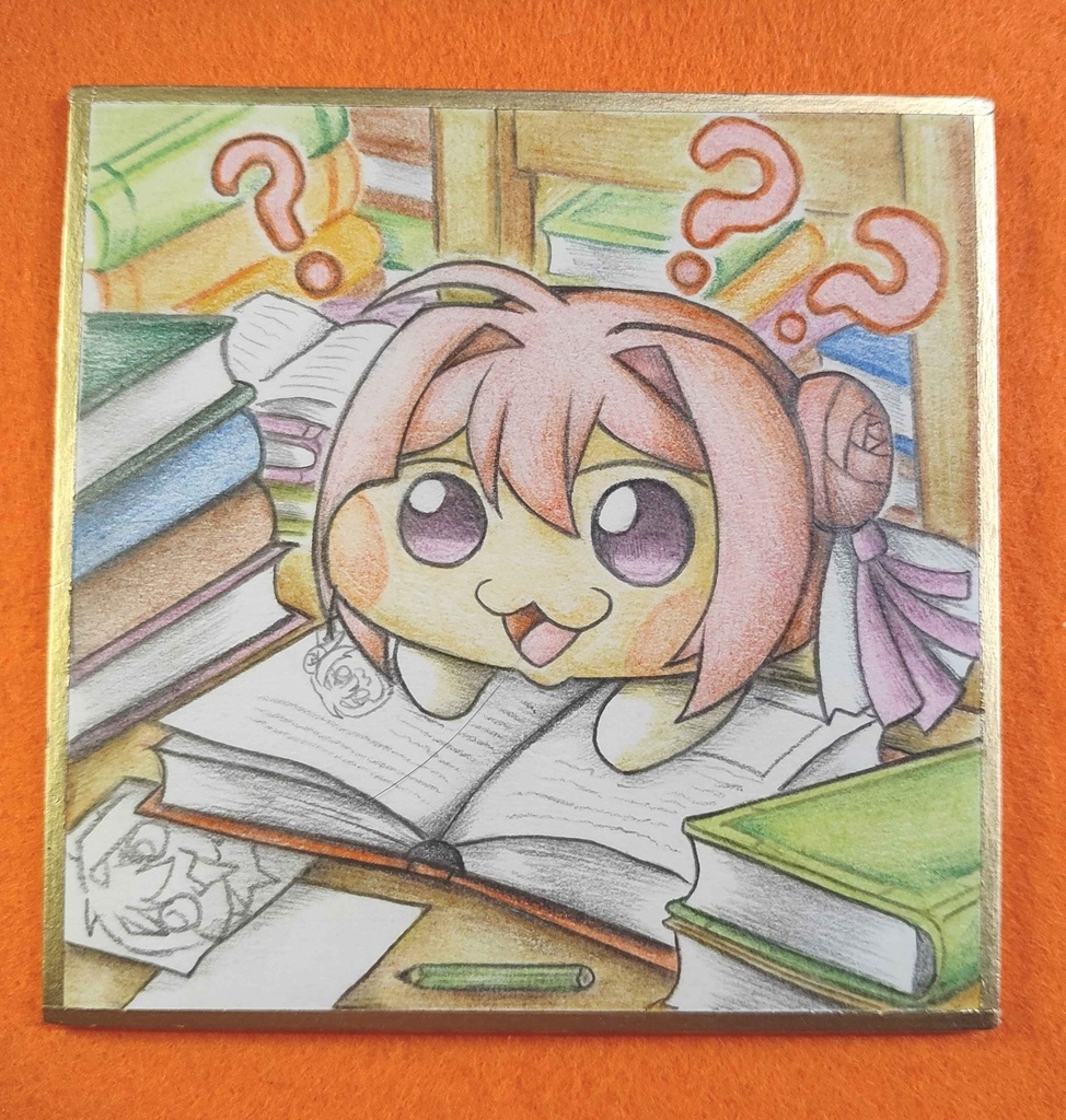 勉強してるDoroの色紙イラスト 原画