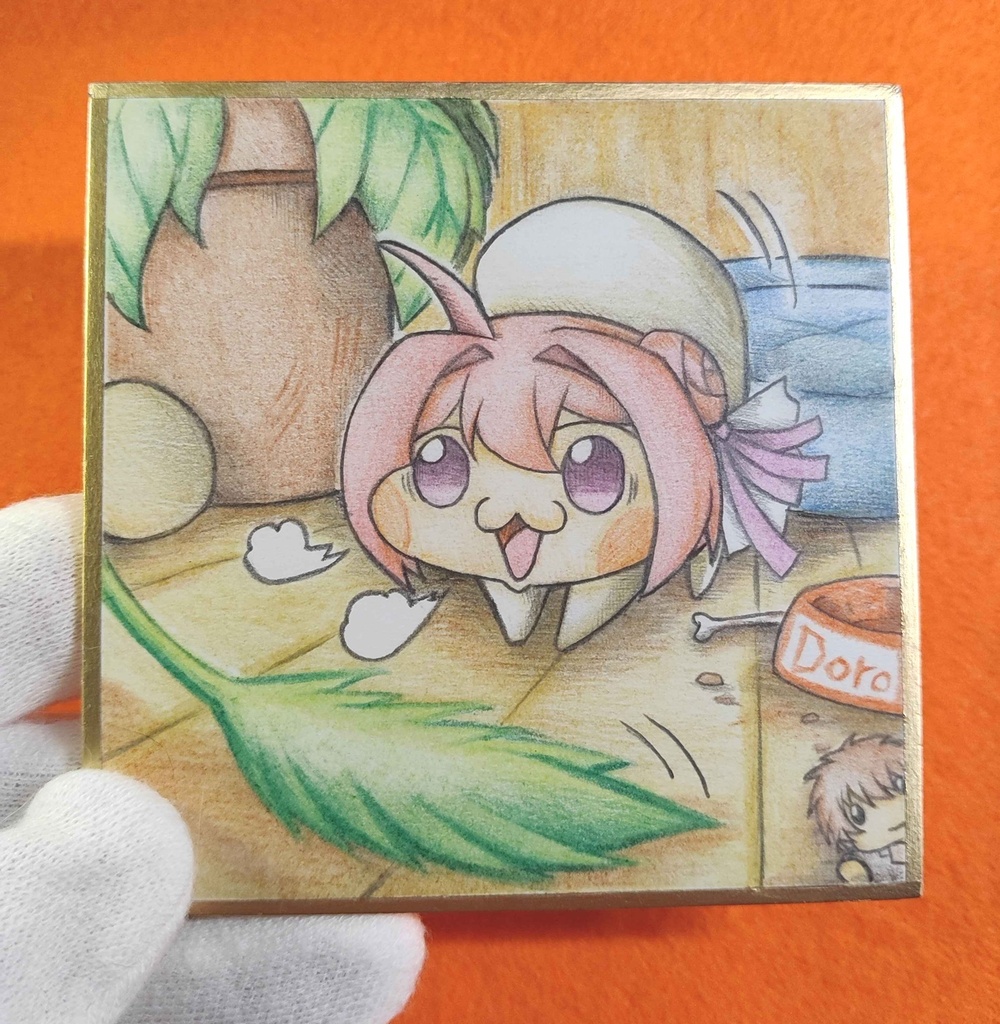 飛びかかる寸前のDoroの色紙イラスト 原画