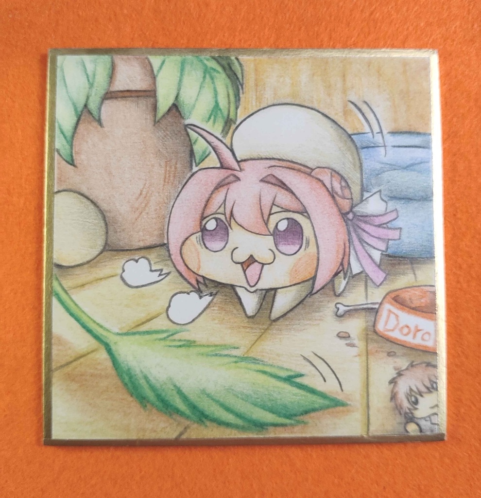 飛びかかる寸前のDoroの色紙イラスト 原画