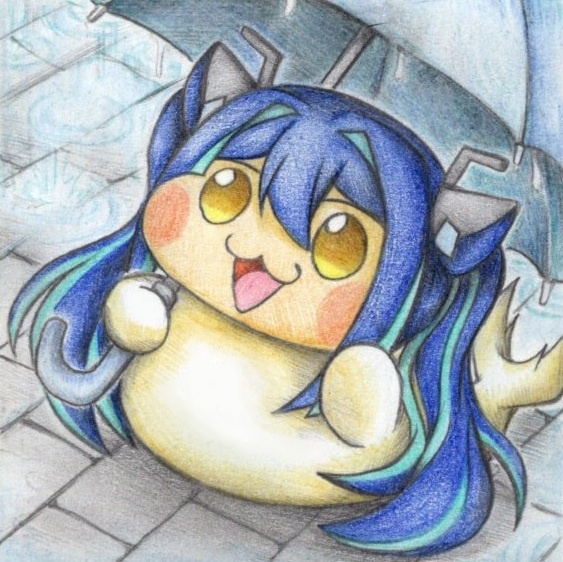 雨の日に指揮官を出迎えるDoroレーンの色紙イラスト 原画