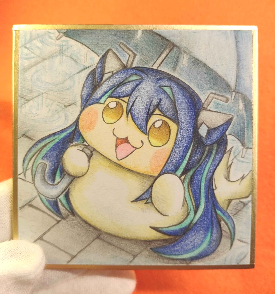 雨の日に指揮官を出迎えるDoroレーンの色紙イラスト 原画