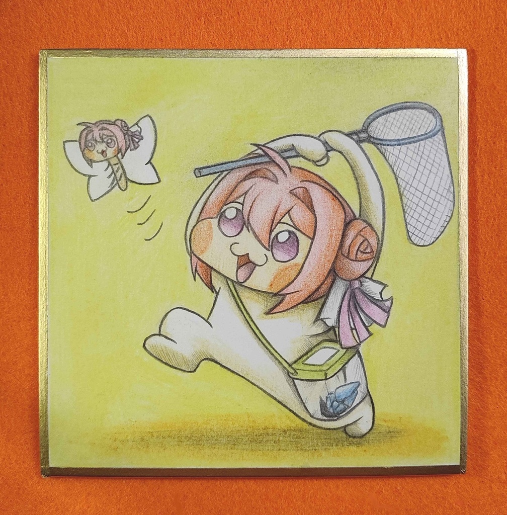 ムシ取りするDoroの色紙イラスト 原画