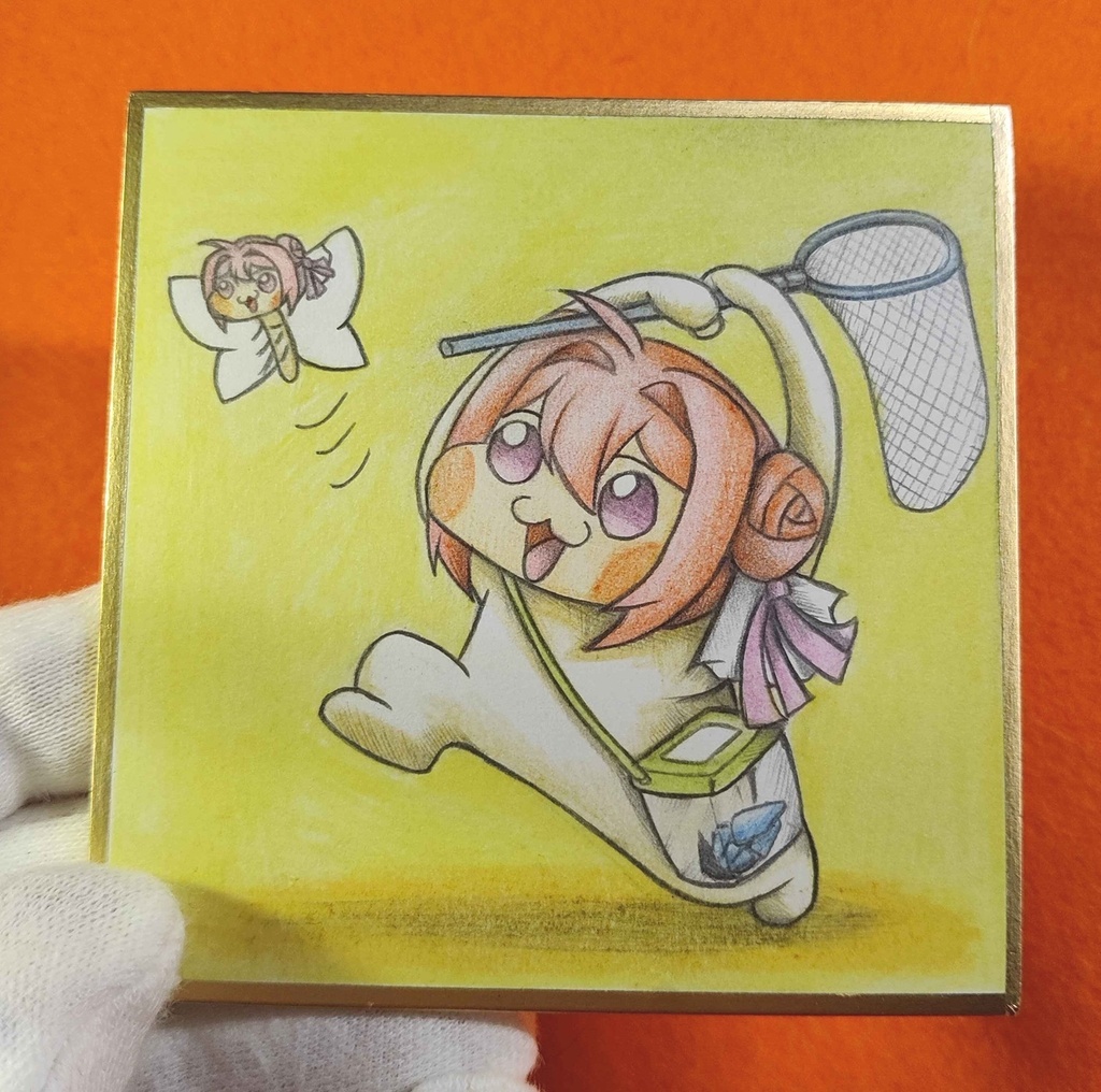 ムシ取りするDoroの色紙イラスト 原画