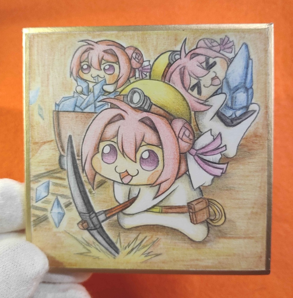 採掘するDoroの色紙イラスト 原画