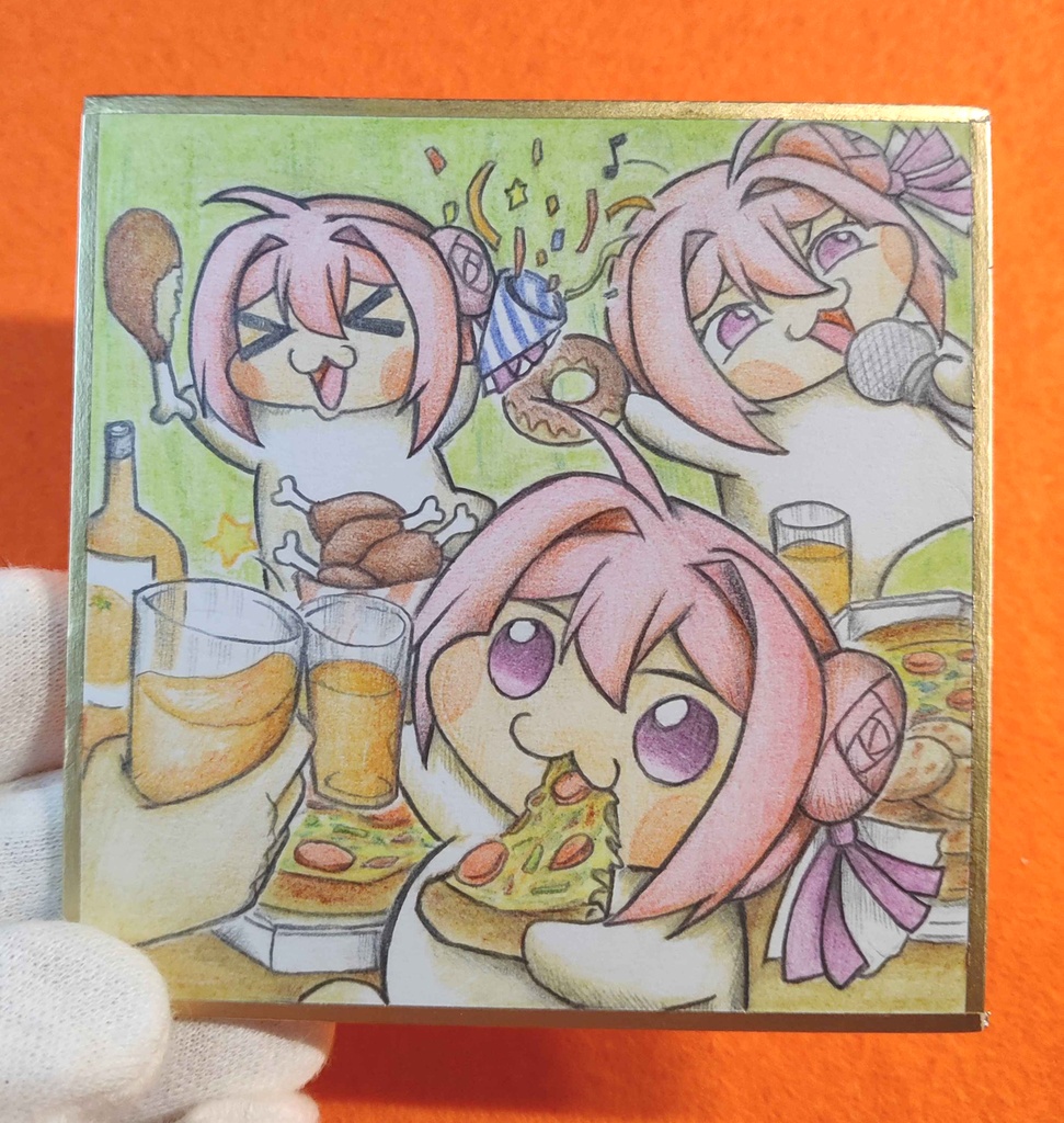 パーティー中のDoro達の色紙イラスト 原画