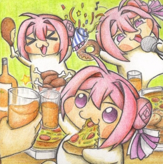 パーティー中のDoro達の色紙イラスト 原画