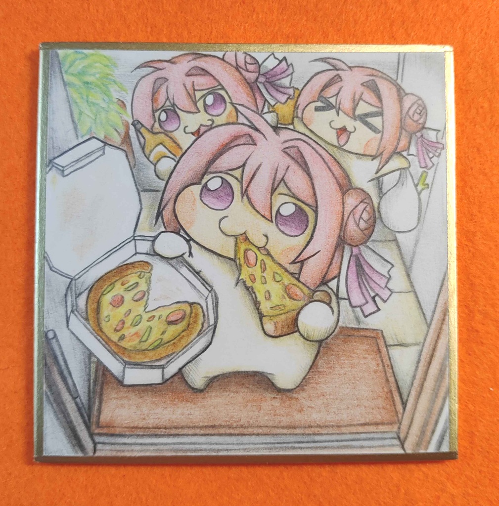 パーティーに誘うDoro達の色紙イラスト 原画