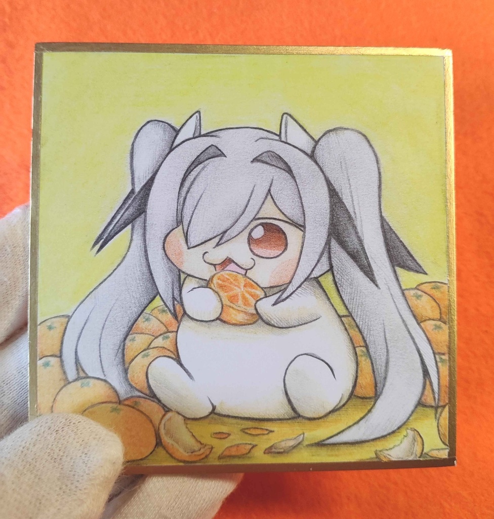 オレンジにハマったシンDoroラの色紙イラスト 原画