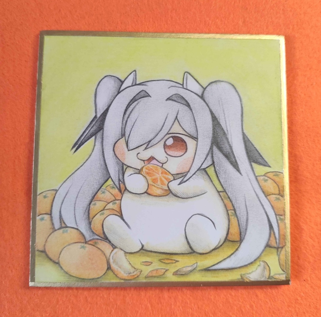 オレンジにハマったシンDoroラの色紙イラスト 原画