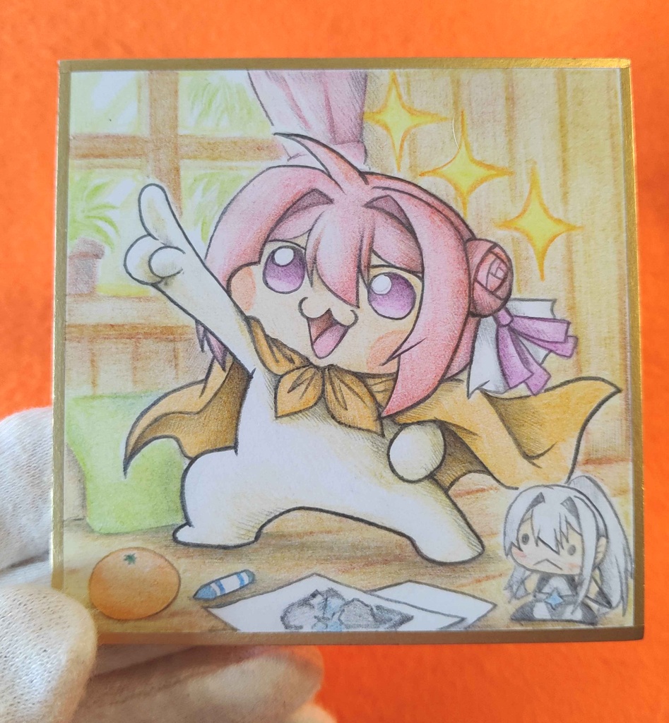 ヒーローごっこ中のDoroの色紙イラスト 原画