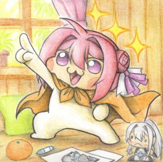 ヒーローごっこ中のDoroの色紙イラスト 原画