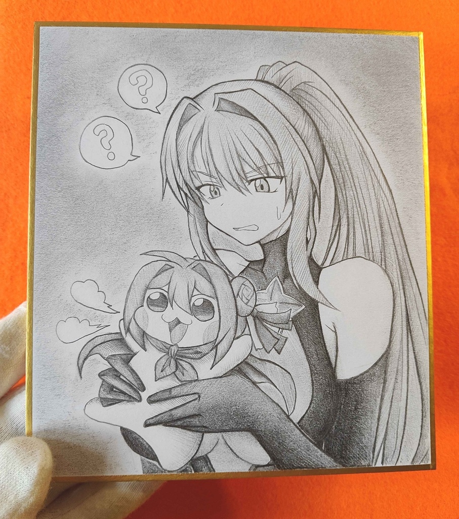 アークレンジャー・ブラックとDoroの色紙イラスト 原画