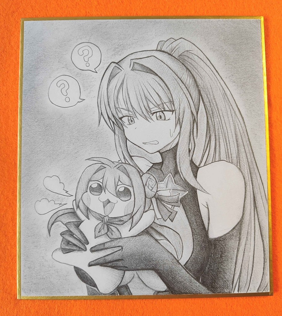 アークレンジャー・ブラックとDoroの色紙イラスト 原画