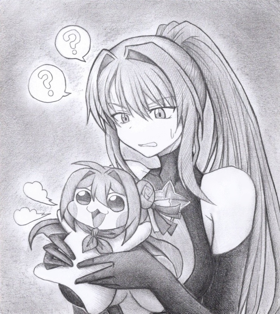 アークレンジャー・ブラックとDoroの色紙イラスト 原画