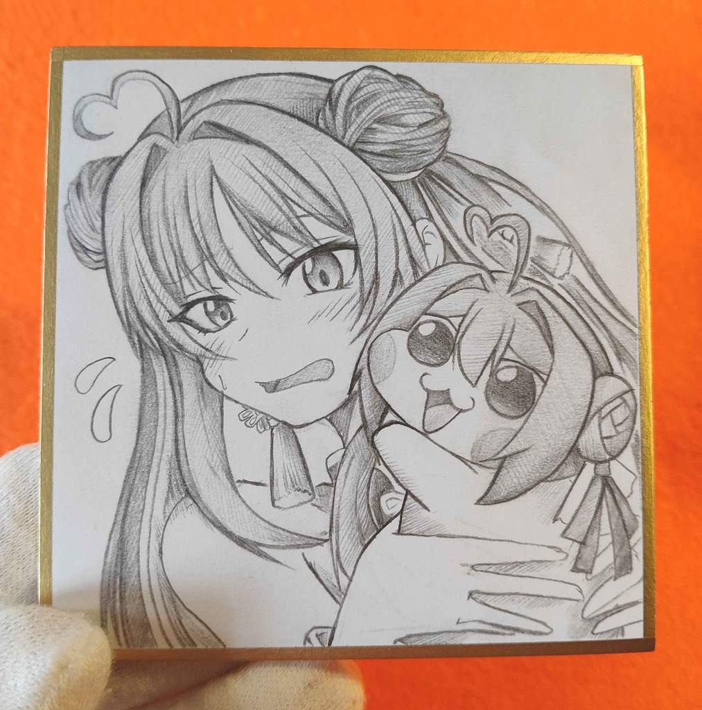Doroに懐かれるモランの色紙イラスト 原画
