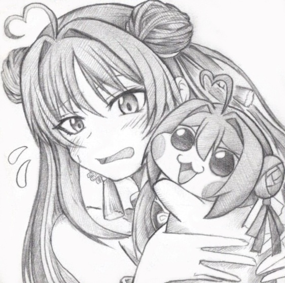 Doroに懐かれるモランの色紙イラスト 原画