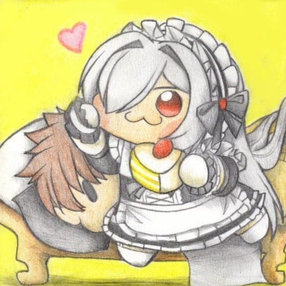 メイド姿のシンDoroラの色紙イラスト 原画
