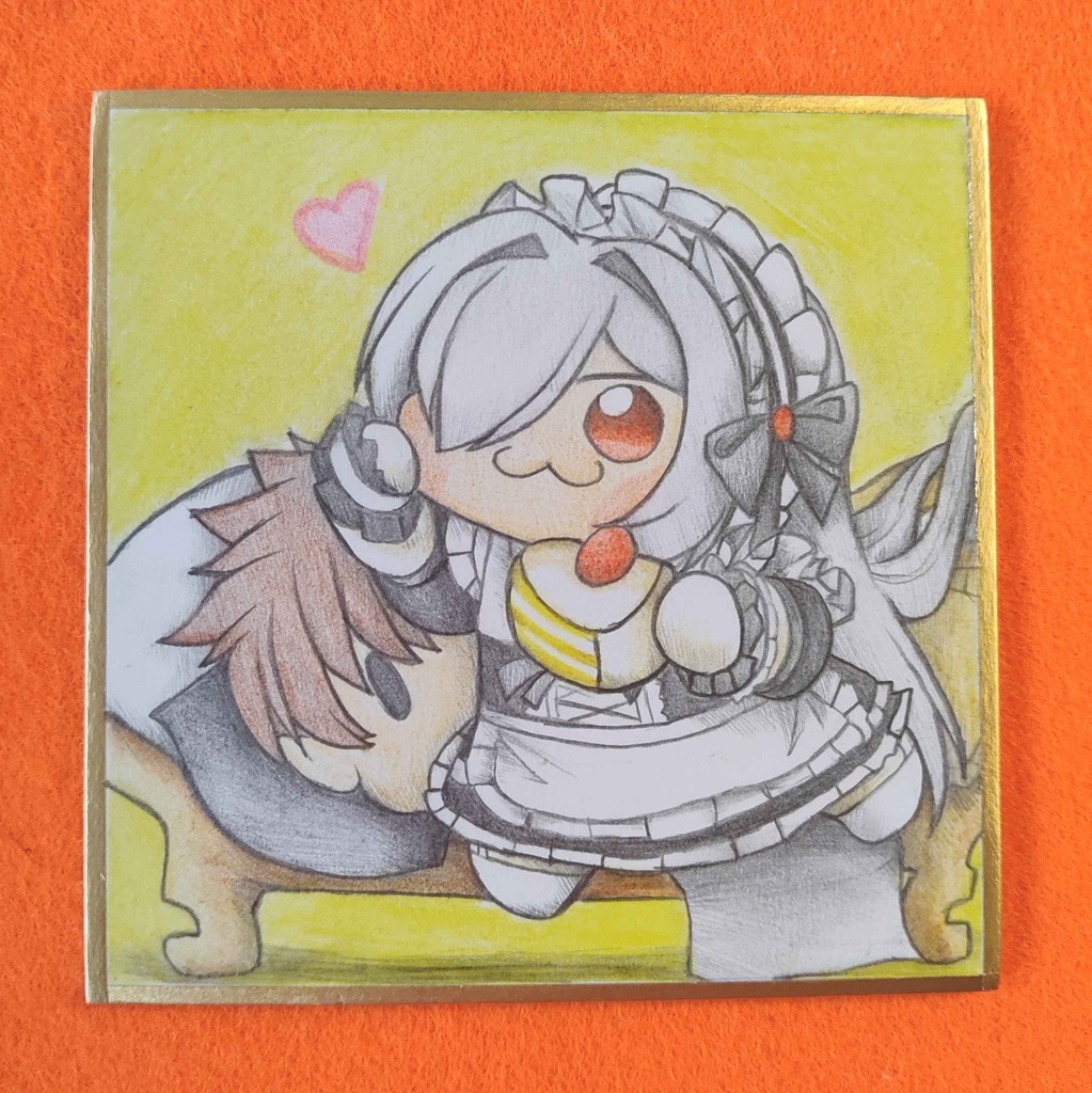 メイド姿のシンDoroラの色紙イラスト 原画