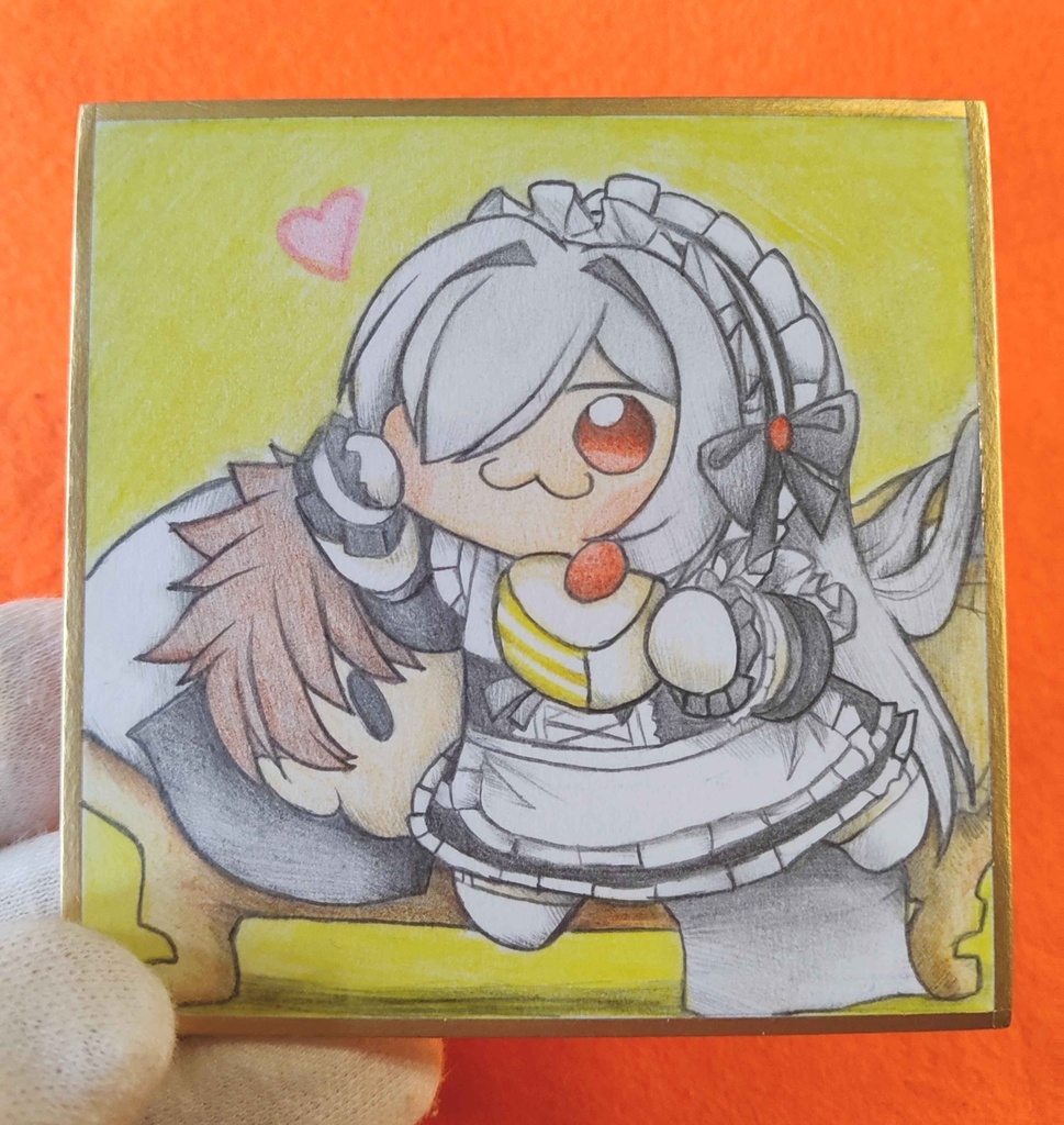 メイド姿のシンDoroラの色紙イラスト 原画
