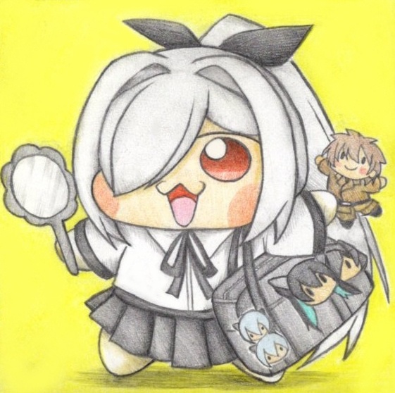 学生服姿のシンDoroラの色紙イラスト 原画