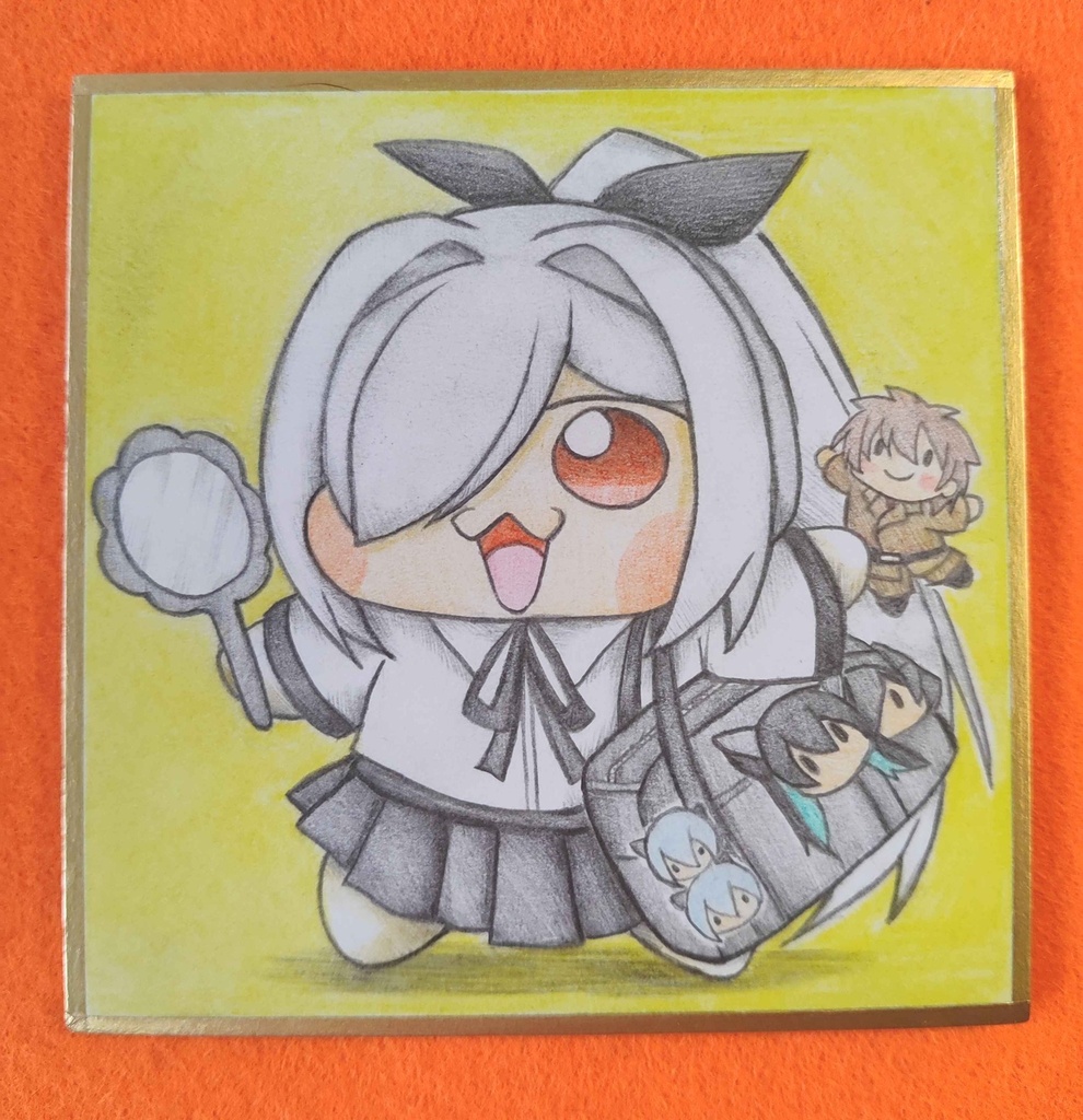 学生服姿のシンDoroラの色紙イラスト 原画