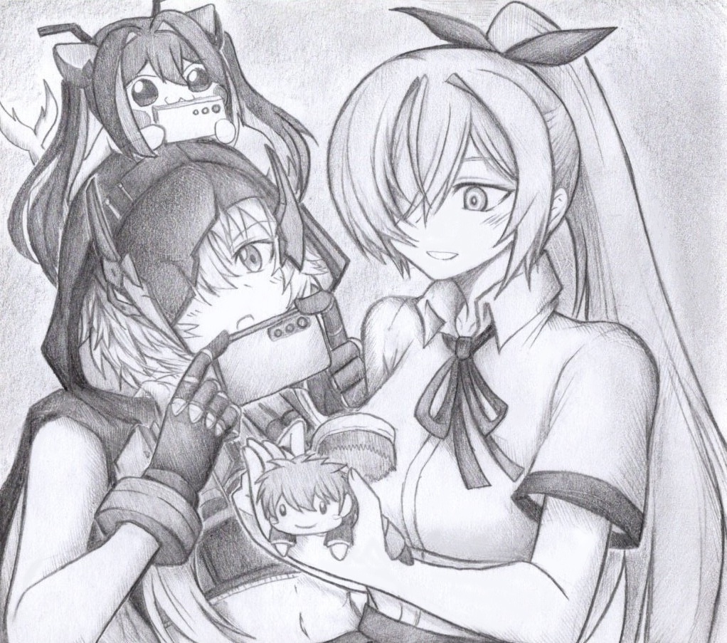 ぬいぐるみをお手入れするシンデレラの色紙イラスト 原画