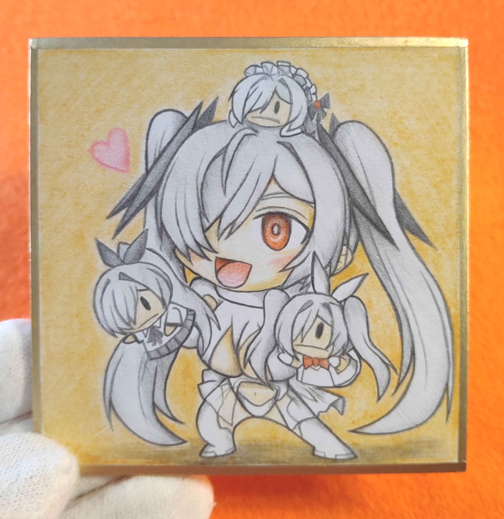 パペット人形を自慢してくるシンデレラの色紙イラスト 原画