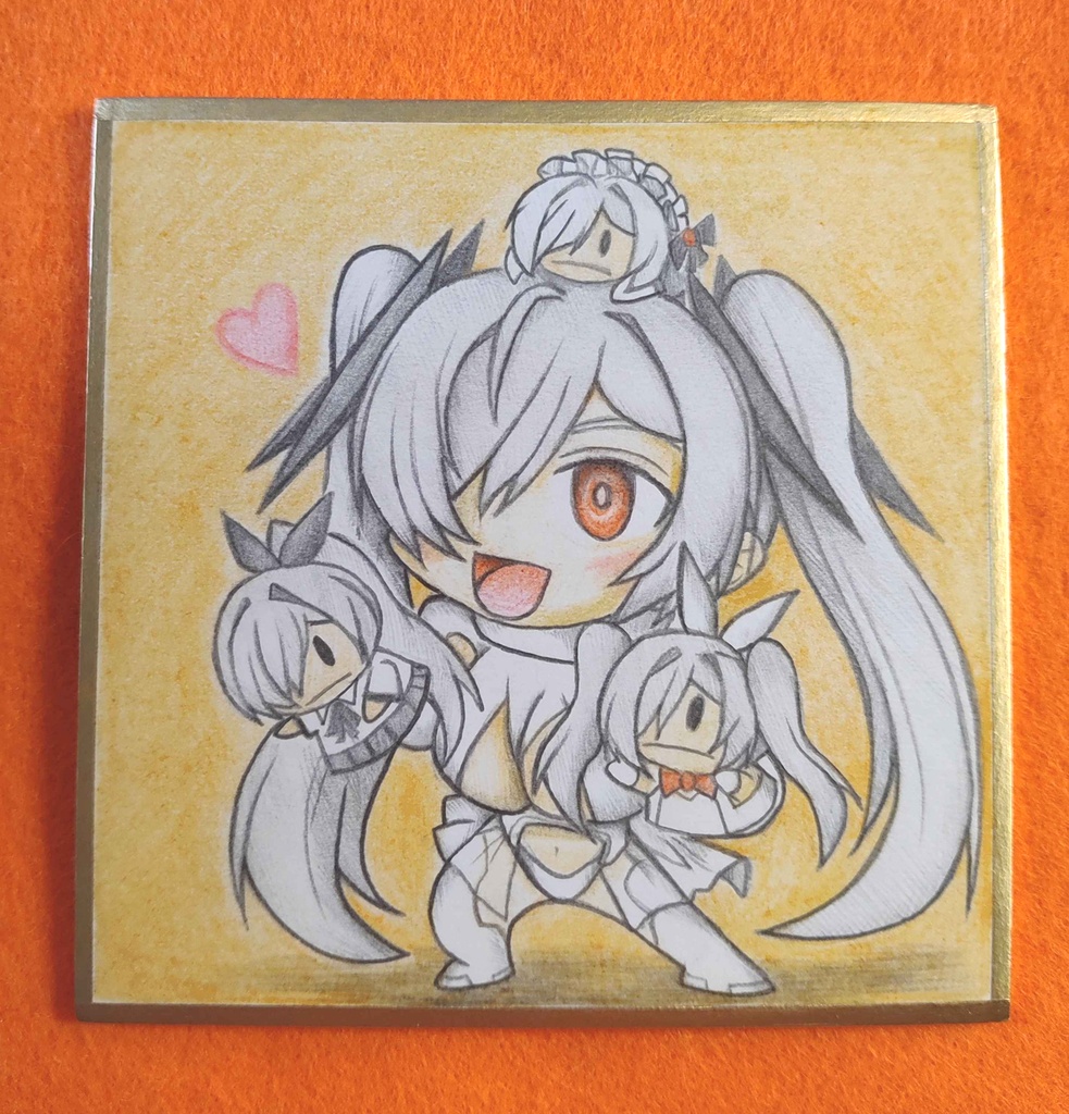 パペット人形を自慢してくるシンデレラの色紙イラスト 原画