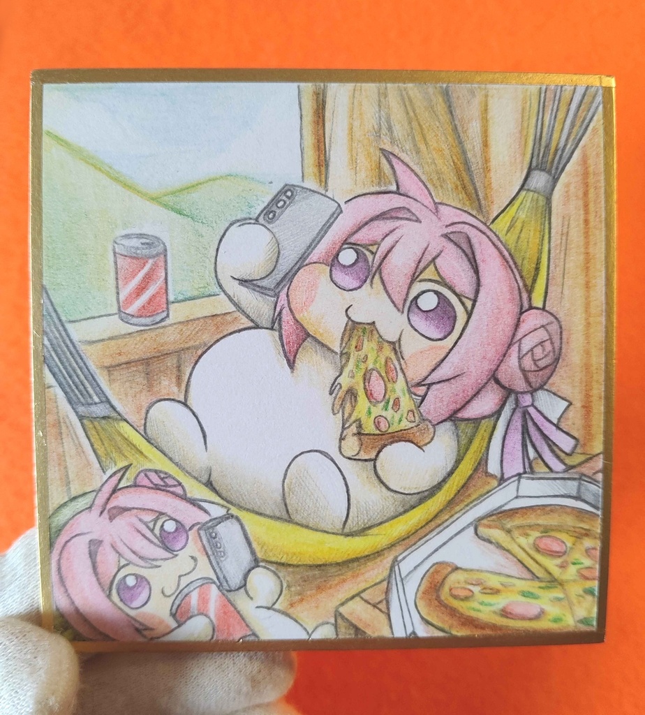思いきりだらけるDoroの色紙イラスト 原画