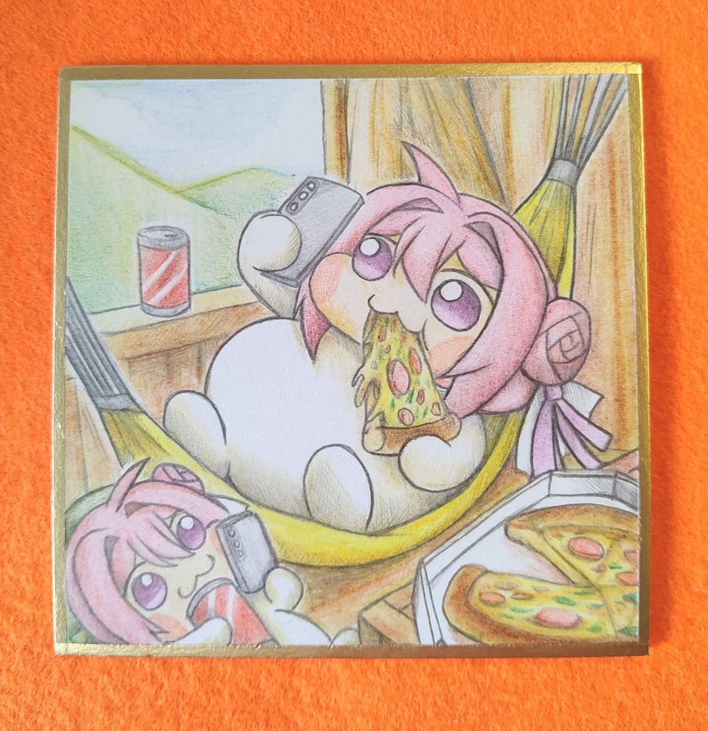 思いきりだらけるDoroの色紙イラスト 原画