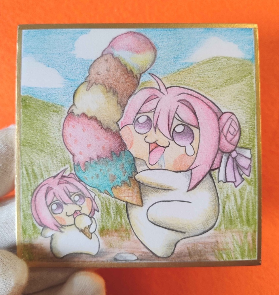5段アイスを買ってもらったDoroの色紙イラスト 原画