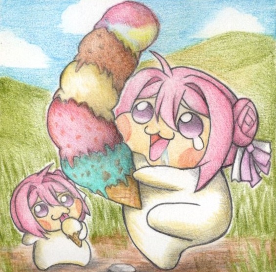 5段アイスを買ってもらったDoroの色紙イラスト 原画